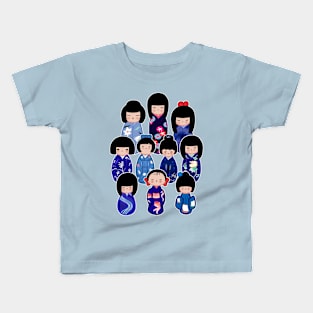 Kokeshi in Blue Kids T-Shirt